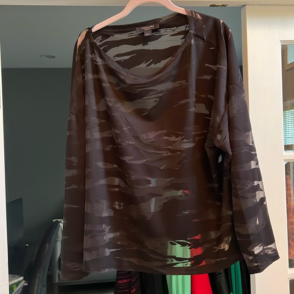 All Saints sheer long sleeve top